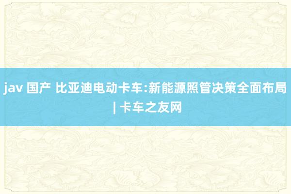jav 国产 比亚迪电动卡车:新能源照管决策全面布局 | 卡车之友网