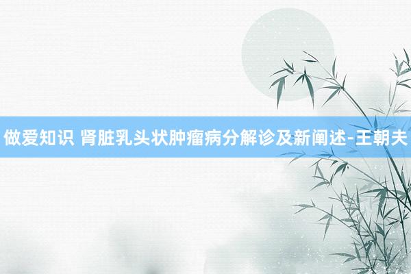 做爱知识 肾脏乳头状肿瘤病分解诊及新阐述-王朝夫