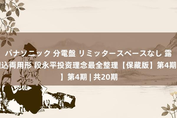 パナソニック 分電盤 リミッタースペースなし 露出・半埋込両用形 段永平投资理念最全整理【保藏版】第4期 | 共20期
