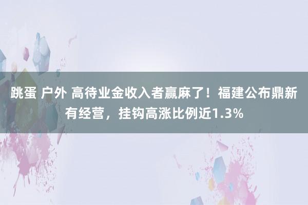 跳蛋 户外 高待业金收入者赢麻了！福建公布鼎新有经营，挂钩高涨比例近1.3%